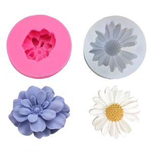 EUYKQNOI 2 Pièces moule silicone fleur moule fleur silicone Moules à Bougies en Silicone,Moule Bougie Silicone 3D,Moule en Silicone Pivoine Fleur,Bougie Fleur,Moule en silicone en forme de Marguerite (QSDMY, neuf)