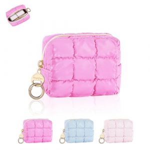 10*5,5*8cm Mini Trousse Maquillage Femme Mini Trousse de Toilette Fille Double Imperm&eacute;able en Cuir PU avec Coton Sac de Rangement Rouge &agrave; Levre Vernis &agrave; Ongles Pochette Cadeau Anniversaire No&euml;l(Rose) (playexen, neuf)