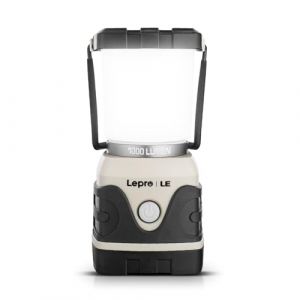 Lepro Lampe Camping LED, Lanterne Camping Puissante 1000lm, Alimentation par pile, Luminosit&eacute; R&eacute;glable, Etanche, pour Camping, Bivouac, P&ecirc;che, Randonn&eacute;e, Cave (Lepro FR, neuf)