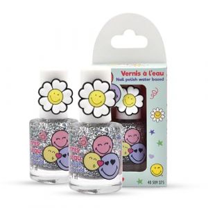 Smiley Vernis Enfant &agrave; Ongles &agrave; l&rsquo;Eau &ndash; Vernis &agrave; l&rsquo;Eau Non Toxique pour Enfants, Facile &agrave; Enlever &agrave; l&rsquo;Eau Ti&egrave;de &ndash; Maquillage Enfant, Cadeau Fille Anniversaire avec Bague &ndash; 2x9 ml (Mevsim Store, neuf)