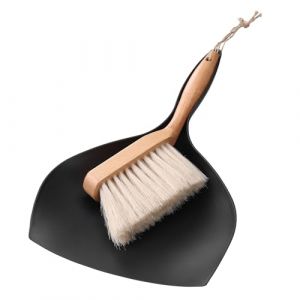 Navaris Pelle et balayette - Lot avec Pelle et Brosse Balai avec Manche en Bois de hêtre et CRIN de Cheval pour ramassage poussière Table Cuisine (SX-Commerce, neuf)