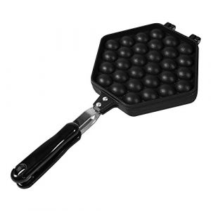 Gaufrier bubble waffle, bubble gaufrier oeuf poêle à frire gâteau antiadhésif bricolage cuisson moule plaque, alliage d'aluminium, Ø 20,8 cm (KnowStoree, neuf)