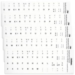 Ensemble de 5 pi&egrave;ces Autocollants Clavier Italien, Stickers Universels pour Pc, Ordinateur Portable, R&eacute;parez Vos Touches Facilement. (QUQU JIANING, neuf)