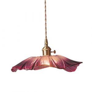 Fenteer Lampe Suspendue en Forme de Fleur, Lustre en Forme de Fleur, Lampe Suspendue Classique en Verre en Forme de Fleur, d&eacute;corative pour Bar, comptoir, L Violet (fenteer, neuf)