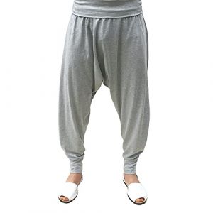 SAVARI | Pantalon de Sarouel sans Poches | Ethnique | Confortable | Pantalon Id&eacute;al pour Le Yoga et la Danse | Unisexe | Lancer Bas et Taille Large | Lisse | Gris | Taille L | Il y a Grandes Tailles (Savari Tienda Online, neuf)