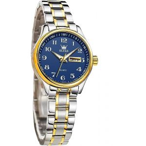 OLEVS Montre-Bracelet Analogique Facile à Lire pour Femme avec Petit Cadran Or Argent Bracelet en Acier Inoxydable Étanche Jour Date Montre (OLEVS, neuf)