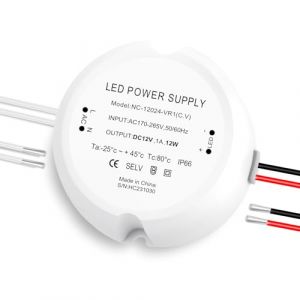 SOARFLY Transformateur 220V 12V LED 12W Alimentation 12V 1A LED Driver Convertisseur 220V 12V étanche IP66 Transformateur AC à DC Adaptateur Transfo Constante pour G4 GU5.3 MR11 MR16 Ruban Lampe (Hourong-eu, neuf)