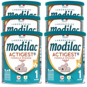 Modilac - Lait Infantile en Poudre Actigest Lf+1 - Fabriqu&eacute; en France Sans Huile de Palme - 1er Age, de 0 &agrave; 6 Mois - Lot de 6x800g (Laboratoire Modilac, neuf)
