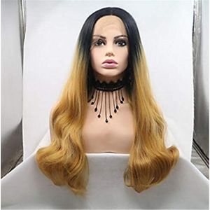 Perruques Avant Synth&eacute;tiques Coiffure En Couches Ondul&eacute;es Densit&eacute; 150% Rayonne R&eacute;sistante &Agrave; La Chaleur Perruque Avant Mi-Longue Pour Femme, 18 Pouces (22 Pouces) (ydxdsp, neuf)