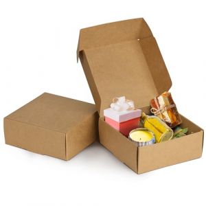 Kurtzy Boite Cadeau (50 Pcs) - Boite Papier Kraft Marron 12 x 12 x 5 cm - Boite Emballage en Carton Marron Facile &agrave; Assembler - Boite Carton Marron pour F&ecirc;tes, Anniversaires, Mariages et Vacances (Tinyyo Europe, neuf)