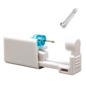 MQLSAERI Ensemble de perçage de Nez jetable 1 pièce, Ensemble de perçage de Nez Portable de sécurité, Outil de perçage de Nez stérile avec 2 Clous de Nez (MQLSAERI, neuf)