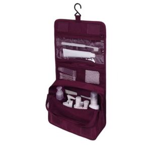 Trousse De Toilette Originale Femme Le-Globe-Trotteur Fleurs Bordeaux Pliable Imperméable Avec Poignée De Transport Pour Produits Beauté Et Douche (Bordeaux) (PJSshop, neuf)