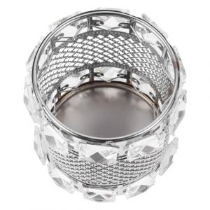 POPETPOP Bo&icirc;te de Rangement Cosm&eacute;tique Transparente en Cristal, Pot Multifonction pour Pinceaux de Maquillage et Stylos, Cylindre Argent&eacute; pour Organisation Bureau et Salle de Bain, (Riser Treasure, neuf)