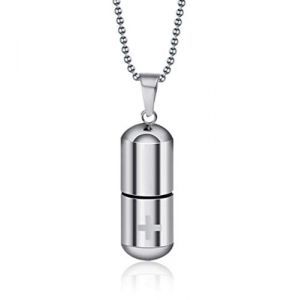 LAFATINA Homme Femme Tube Capsule Médicale Kit Médical en Acier Inoxydable Collier de Pendentif d'urgence pour Garçons Filles Personnes âgées (lafatina, neuf)
