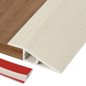 2M Rampe Seuil de Porte Adhesif 5mm-10mm(H), Barre de Seuil Rattrapage PVC Bandes de Transition Sol Rampe de Seuil,Largeur 5cm, Grain de Bois Beige(Deux Côtés Adhésifs) (ZYDZ-eu, neuf)