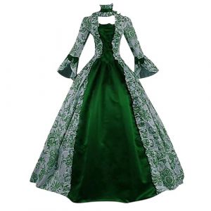2025 Robe R&eacute;tro M&eacute;di&eacute;vale Femme Renaissance Baroque Robes Vintage Medievale Manches Trompette Victorienne Steampunk Gothique Robe Grandes Tailles Maxi Carnaval Halloween F&ecirc;te Femmes Cosplay Victorien (⭐⭐⭐⭐⭐KQIVAM, neuf)
