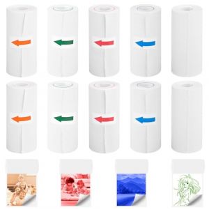 10 Rouleaux Papier Thermique Appareil Photo Enfant, Ambesty Recharge papier d'impression thermique, Rouleau thermique 57 x 25MM, Auto-adh&eacute;sif, Sans Encre, pour Mini Imprimantex, Facile &agrave; Remplacer (FLOVOCO, neuf)