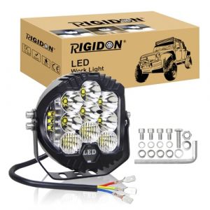 RIGIDON 1x Rond Phare de Travail Led, 7 Pouces 75W 7500 lumens barre de Led 4x4, 12V 24V Feux de Travail Led, Barre lumineuse led pour offroad Voiture camions Tracteur ATV, Blanc feu antibrouillard (Sanyue-EU, neuf)