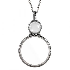 Collier avec loupe pour femme, collier monocle grossissant x10, pendentif vintage lentille loupe de lecture (blanc) (Uppmeant, neuf)