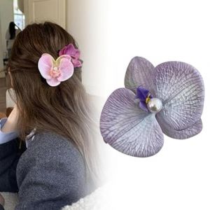 Pinces à cheveux fleur d'orchidée papillon, épingle à cheveux orchidée papillon bohème, pinces à cheveux élégantes fleur d'orchidée artificielle en soie, pinces à cheveux fleur for femmes (Color : 1 (Tong Ting Official Store, neuf)