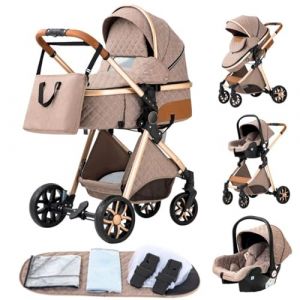 GLOKID Poussettes 3 en 1 Citadines Poussettes Combin&eacute;es Pliable Poussette Tricycle Baby Walker Poussette Haute Paysage Poussettes Pliantes Trolley B&eacute;b&eacute; Landau pour 0-36 (LV9 Couleur kaki)&hellip; (EUCHILDREN, neuf)