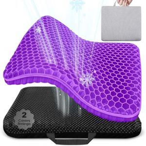 Vmingo Coussin de Chaise,Coussin de Gel Respirant, Coussin Anti Escarres, Soulage la Pression sur Le Orthopédique avec Housse Antidérapant pour Voiture/Bureau/Maison/Fauteuil Roulant (Violet) (MEICANCAN, neuf)