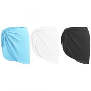 3Pièces Pareo Femme Plage,Élégante Femmes Sarong/paréo Couverture,Paréo de Plage Cache-Maillot Robe,Plage Sarong Couverture de Bikini Jupes Wrap,Look de Plage（Noir Blanc Bleu） (xiulin, neuf)