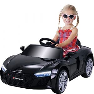 Actionbikes Motors Voiture &eacute;lectrique Enfants Audi R8 Spyder - Voiture t&eacute;l&eacute;command&eacute;e - 2 x 30 Watt Motor - Voiture &eacute;lectrique pour Enfants - USB - Voiture &eacute;lectrique pour Enfants d&egrave;s 3 Ans (Noir) (Miweba GmbH, neuf)