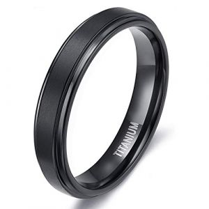 Zakk Bague de fian&ccedil;ailles en titane pour homme et femme Noir Alliance Bague Mariage de fian&ccedil;ailles Promesse 4mm 6mm 8mm (4mm,58 (18.5)) (RUIYANBO, neuf)