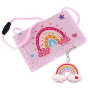 BANTI Porte-monnaie pour enfant pour gar&ccedil;on - Portefeuille mince avec cha&icirc;ne, clip, fermeture &eacute;clair, porte-monnaie triple pliable, petite bourse de monnaie, Arc-en-ciel (biantiwsk, neuf)