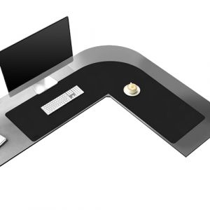 Vyaaa Sous-main d'angle en cuir synth&eacute;tique (100,1 cm + 100,1 cm) x 33 cm, tapis de bureau r&eacute;versible en forme de L, tapis de souris de jeu XL, pour ordinateur, jeux, &eacute;criture, maison et bureau (noir) (Vyaaa Desk Mat Direct, neuf)