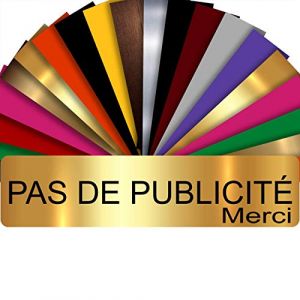 Plaque PAS DE PUBLICITÉ MERCI Adhésive PVC Pour Boîte Aux Lettres - Plaque Stop Pub - 8 cm x 2 cm - 21 Couleurs Disponibles (Or Brillant) (GRAVURE ET COMPAGNIE, neuf)