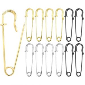 Grandes Épingles à Nourrice, Lot de 12 Épingles à Nourrice, Épingles à Nourrice Extra Larges, Très Grandes épingles à nourrice Robustes (CHANGWEI UKSTORE, neuf)