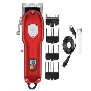 Tondeuse Cheveux Professionnelle, Cordless Professional Hair Clipper Adjustable Hair Trimmer For Men Electric Beard Hair Cut Machine Rechargeable(Red) (nanfengxianluoleixiaoshoubu, neuf)