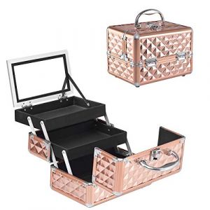 LIFEZEAL Mallette de Maquillage pour Femme,Coffret de Maquillage avec Miroir,Mallette Cosmétique,Coffret de Rangement pour Coiffeurs,Maquilleurs (Or Rose) (LIFEZEAL ITALY S.R.L., neuf)