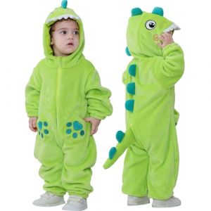 Doladola Combinaison de flanelle pour neutres bébé enfant animaux combinaison pyjama déguisement halloween bébé(0-3 Mois,Dinosaure vert clair) (Doladola-FR, neuf)