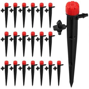VooGenzek 20 Pi&egrave;ces Goutteur Irrigation R&eacute;glable, 360 Degr&eacute;s 8-Trou Micro Asperseur Goutte &agrave; Goutte pour Tube 4/7mm, Goutteur d'irrigation Insertion, Rouge (avec Connecteur) (VooGenzek, neuf)