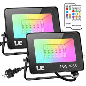 LE Projecteur LED RGB Ultra Mince 15W Spot LED Ext&eacute;rieur IP65 Etanche Verre Tremp&eacute; &agrave; Grain Fin, Lampe LED Ext&eacute;rieur pour Jardin, Cour, Garage, Entr&eacute;e (Lepro FR, neuf)