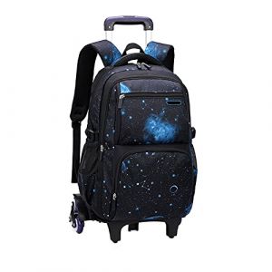 BOZONLI Cartable à roulettes Garçon Fille Sac à Dos Scolaire Nylon Imperméable Bleu Noir (BOZONLI, neuf)