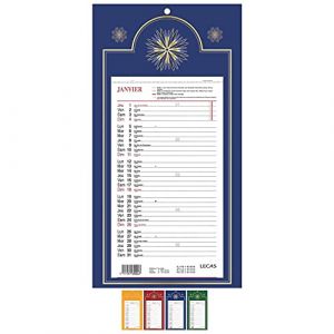 LECAS - 1 Plaque Calendrier Mensuel Long Classique - Janv. à Déc. 2023 - 16 x 33,3 cm - 4 coloris disponibles (Stock Bureau Maison Bien-être, neuf)
