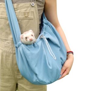 Sac de transport en bandoulière pour furet – Sac de transport pour animal domestique avec sangle réglable, mains libres, sangles de voyage souples pour petits animaux, sac à dos avant pour furet, (pengjingmei, neuf)