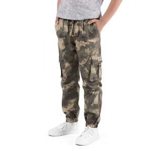 NATUST Pantalon Cargo Gar&ccedil;on Jogging Taille &Eacute;lastiqu&eacute;e Pantalons Ado Camouflage Jaune 13-14 Ans (Taille du Fabricant : 170) (Union Ever LIMITED, neuf)