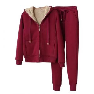 Ensemble Jogging Femme 2 pièces Survêtement Combinaison de Sport Veste d'hiver Sweat à Capuche Zippé et Pantalon de Jogging, Combinaison de Jogging en Polaire Ensemble doublée de Fourrure (⭐⭐⭐⭐⭐AEGJEGVD⭐⭐⭐⭐⭐, neuf)