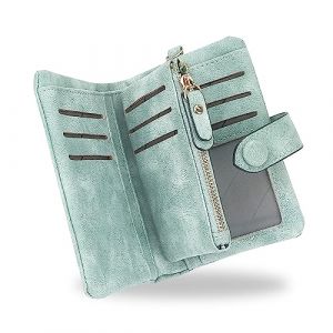 conisy Portefeuille Femme RFID Blocage,Grande Capacité Petite Porte Monnaie en Cuir Chic Court Bourse pour Les Dames (Vert Clair) (conisy, neuf)