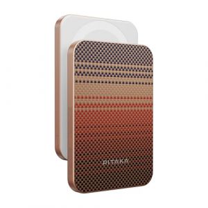 PITAKA Power Bank 5000mAh 15W Puissance Smartphone Rechargeable Batterie Portable Magn&eacute;tique en Fibre Aramide et Silicone Conception Mince et L&eacute;ger pour Mobile ou Tablette [Sunset] (PITAKAofficial, neuf)