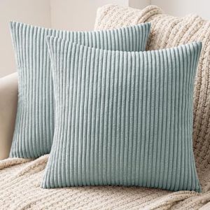 MIULEE Lot de 2 Decorative Housse de Coussin en Velours Côtelé Canapé Taie d'oreiller Douce pour Maison Salon Chambre Lit Clic Clac 45x45cm Cymbidium (MIULEE HOME, neuf)