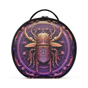 Horoscope Violet Abstrait Créativité Trousse Sac Cosmétique Circulaire de Maquillage Pochette Sacs avec Cloisons Amovibles pour Voyage Filles (HULAHULA, neuf)
