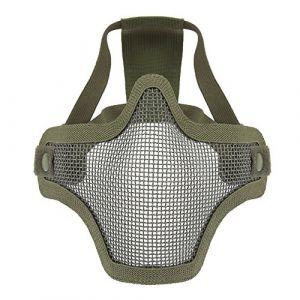 CHIC-CHIC- Demi Visage Masque en Maille Filet Prot&eacute;ger Masque Ceinture Paintball Airsoft Chasse CS Jeu Ext&eacute;rieur en M&eacute;tal (argent) (De feuilles, neuf)