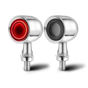 DREAMIZER Mini LED Clignotant Moto, Chrome CNC Clignotant 12V Universel pour Scooter, Lumière Ambre & Rouge Compatible pour Harley Honda Kawasaki Suzuki Triumph Yamaha, 2 Pièces (WQ Fashion Mall, neuf)