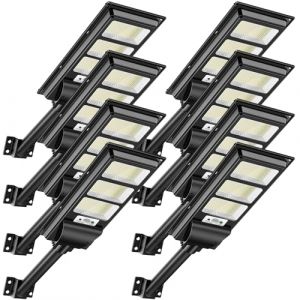 Hondony 8Pack 300W Lampe Solaire Exterieur,White Light 6500K DéTecteur de Projecteur LED Jardin Lampe avec TéLéCommande, IP65 Impermable Pour Rue Garage Éclairage public (Bestern, neuf)